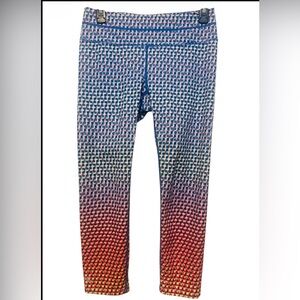 Athleta Ladies Geometric Leggings - Blue, Pink, White